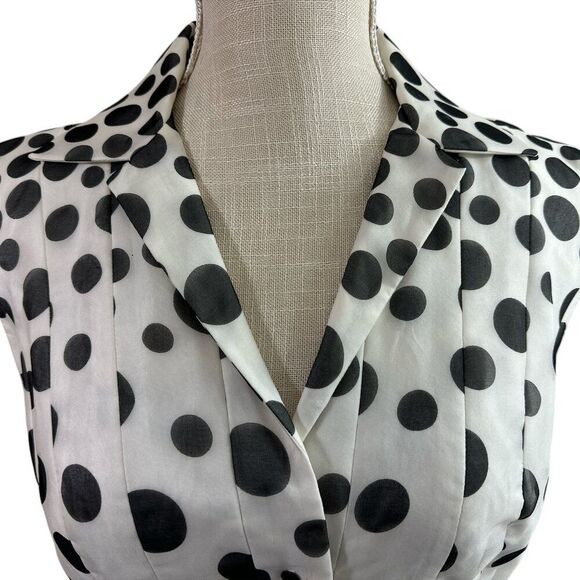 Kay Unger Polka Dot Silk Belted Dress Sz 8 Retro Classic Date Night - Picture 6 of 16